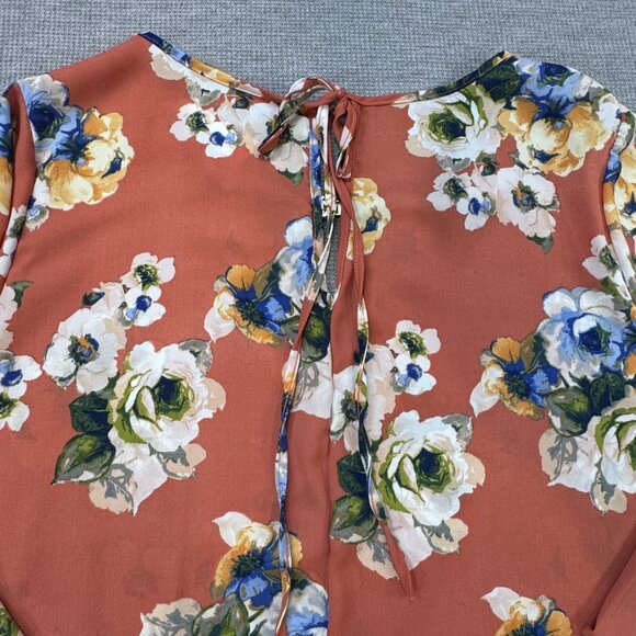 Zenobia Tunic Top Womens Coral Floral Bell Sleeve Boat Neck Tie Closure 3XL NWT - Picture 7 of 14